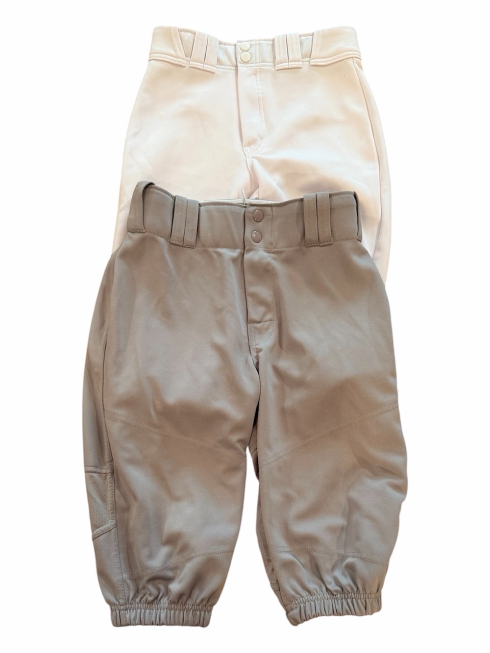 Kid’s Large knicker style baseball pants uniform pants gray& white 2 brands